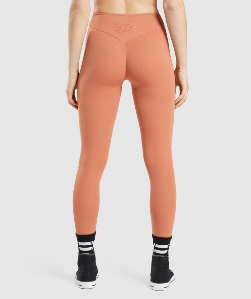 Women's Gymshark KK Fit 7/8 Leggings Orange | CA 6N85DA